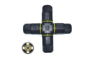 YXY OEM ODM IP68 4-way 2-pin Copper Waterproof Tee Junction Box Connector M20 Aviation Cable 2-4 Pin Male Connector 24A 400V