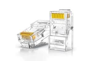 ZoeRax 50μ Gold-Plated Non Pass-Through CAT6 RJ45 Modular Plug, 1.2mm Hole End Connector for 23AWG Ethernet Cable