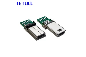 Factory Customized MINI USB 10P Male Connector, Sandwich Type with PCB, 10 Solder Points