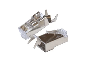 Custom 50U CAT7 FTP STP Modular Plug with Cable Clamp 8P8C Shielded Cat7 Rj45 Connector with Dovetail Clip Design
