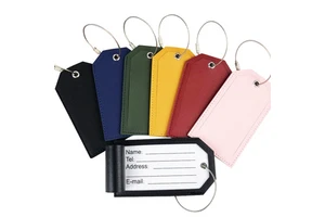 Sleek Vegan Leather Travel Bag ID Tag Privacy Shielding Sleeve Stainless Steel Connector Personalized Gift For Men And Women