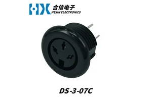HX Factory Direct DS Din DS-3-07C Female Threaded Black Pcb Panel Mount, Din Socket Connector, Female Socket Connector