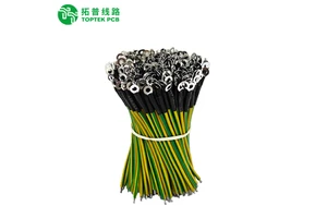 Pure Copper Fork Solder Rubber Grounding Wire 16AWG 1.0mm-2.5mm Green Yellow Jumper Cable Terminals Wire Harness Assembly