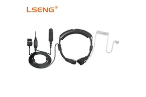 LSENG Vibration Throat Controlled Mic Headset with Acoustic Tube for Motorola GP328 GP338 GP340 Two Way Radio Digital Radio
