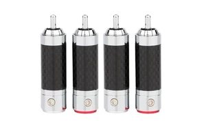 Rasantek High end Audio Video RCA Plugs Carbon Fiber RCA Connector Rhodium Plated RCA Plug with Screws for Speaker