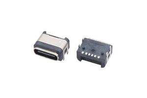 Type C 6 Pin Female Waterproof USB Connector 3A Rated LCP Material Horizontal SMT Mounting with Ring Design