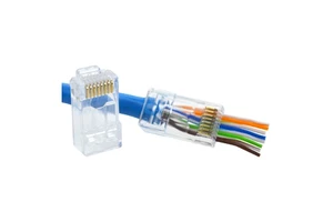 3 Prong Ethernet Ends Open Plug RJ45 CAT5e CAT6 Pass Through Connectors