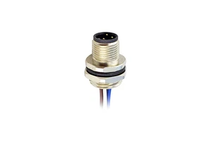M12 Male Back Board Connector 3 4 5 8 12 17 Pins Unshielded Brass Nickel-Plated Single Wires Code a Connectors