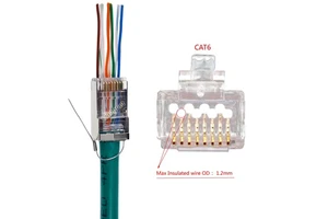 Ethernet Cat6a Pass Through Connectors 8P8C Cat6a EZ Connector