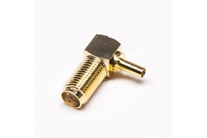 Copper Gold Plated 90 Degree SMA Right Angle Female Crimping Type RF Coaxial Connector