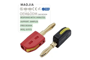 4mm Banana Plug Solderless Quick Connect - 32A High Current Gold Plated Crimp Pin Connectors for Speaker Cables Test Equipment