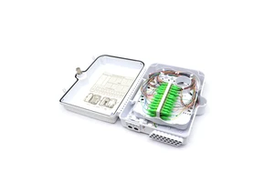 MELONTEL MT-1418 Gray Plastic Optical FTTH 8/12 Core Fat Fiber Access Terminal Box 2-in-12 24-Out FSB Splice Box