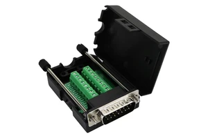 D-SUB DB15 Male 15 Pin Jack Port to Terminal Breakout Board Connector, 2 Row Plug with Case
