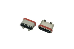 Waterproof Type C 6 Pin Female Connector Vertical SMT Mounting Zinc Alloy Shell USB 5A Current 30V Voltage