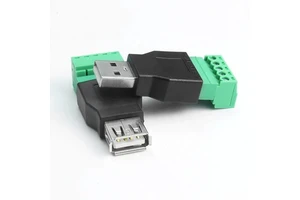 USB to 5Pin Terminal Connector USB2.0 Male Female to 5Pin Green Solder-free Screw Terminal Adapter Converter USB Port Connector