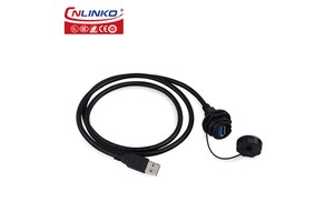 USB3.0 Panel Mount Connector, IP68 YU USB Cable Connector, USB Adaptor Panel Mounting Cable Connector