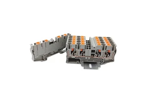 Tool-free YULIAN PT6-QUATTRO Two-in-two-out DIN Rail Automotive Spring Quick Direct Plug-in 6mm Copper Terminal Block 41A Max