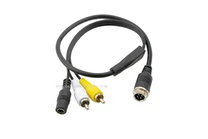 Swallowtech M12 4pin Connector Rca Dc UL94V-0 Video Audio Power Cables for Car Top View Camera System