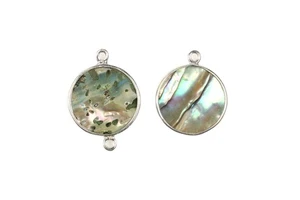 Best Quality 925 Solid Sterling Silver 12mm Black Multi Abalone Shell Gold Plated Unisex Charm Connector Bracelet Pendants