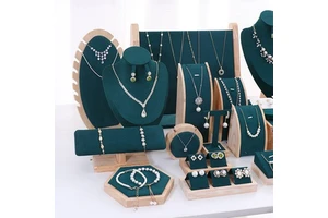 Wholesale Wood Jewelry Display Stand Counter Set Necklace Ring Bracelet Props Display Tray