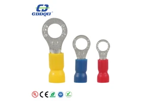 Yellow PVC Insulated Ring Type Lugs Easy Entry Tin-Plated Copper Electrical Wire Terminals CE/ Certified 0.5-1.5mm