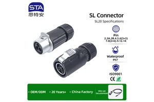 SL20 Solder Aviation Plug Connector Straight Mating Male/Female Panel Mount Square Metal Receptacle 2 3 4 5 6 7 8 9 12 14 Pin