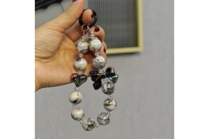 Fashion Pearl Bowknot Keychain Pendant Ins Style Painted Flower Phone Chain Colored Charm for Bag Headphone Case DIY Accessory