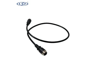 Black Double Aviation Head Public to Public 4 Pin Line Aviation Male Connector Cable