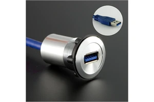 LYAN USB3.0 Type-A Female to Male 60cm Wire Panel Mount Connector Factory Direct Waterproof Silver Shell Metal USB-12