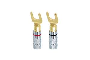 Gold-Plated 4mm Banana Plug Connectors Solderless Fork Spade Audio Terminals Speaker Y/U Type Plugs Cable Wire Connector