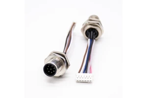 M12 4 8 Pin Male Back Panel Mount Connector a Coding to JST PHR-6 Screw Terminal Cable Assembly