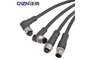 M12 Male Female Straight Angled Overmolded Connector A-code 8pin With 1/2/5 Meters Cable PUR Un-shield Plug