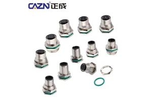 M12 Panel Front Back Mount Socket A B D Code Solder PCB Panel Metal Zinc Alloy Shell Male Female Plug Connector