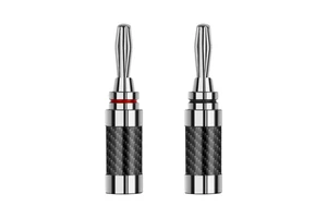 Professional QINCROWN QC-303 Carbon Fiber Speaker Banana Plug Male Pure Brass Chrome Plated Rhodium Plated Speaker Connectors