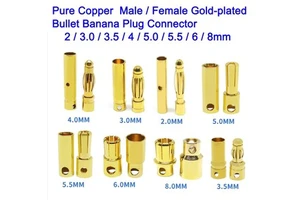 Male/Female 2/3/3.5/4/5/5.5/6/8mm Gold-plated Bullet Banana Plug Connector
