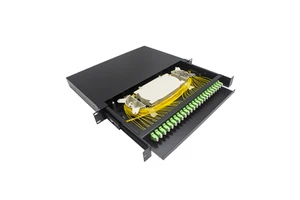 24 Port 1u 19inch LC/APC Fiber Patch Panel Fully Populated Single Mode Fiber Patch Panel Plate Sliding Tray ODF
