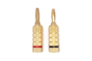 JHTC 4mm 24K Gold Plated Male/Female Banana Plug Connector Screw Lock with Audio Jack Speaker 600V Rated
