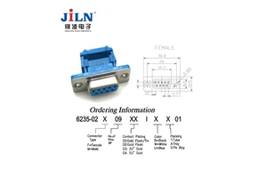 D Sub Connector 9 pin three pieces vga straight DB electronic D-Sub 9pin Connector