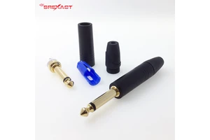 Professional Audio 6.3mm Plug Aluminum Anodized Oxidation Black Connector Gold Plated Copper Contact