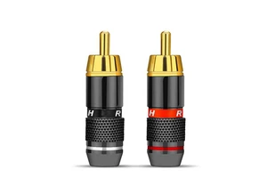 Gold Plated RCA Connector RCA Male Plug Adapter Video/Audio Wire Connector Support 6.5mm Cable Black&red Super Fast