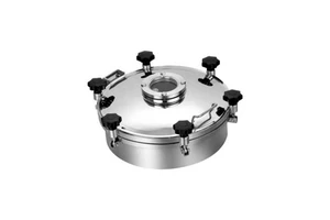 DONJOY SS304/SS316L Sanitary Manhole Cover with View Hole and Sight Glass 2-5 Bar Pressure for Food & Beverage Tanks