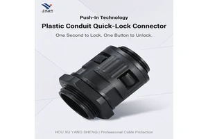 Electrical Quick Lock Connector For AD Plastic Corrugated Conduit, Tool Free Push In Fitting