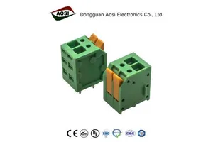 AOSI Factory 3.5mm Pitch Screwless Spring Press Type Terminal Block KF208V-350-2P-24P Spring Push-down PCB Connector