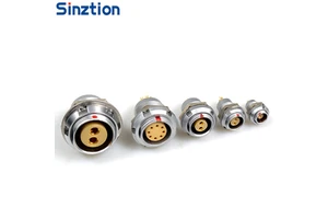 ECG Series 90° Elongated Straight Bent Pin PCB Solder-Type Double Nut Receptacle Push-Pull Self-Locking Circular Connector