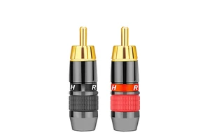 Gold Plated HIFI Audio RCA Wire Connector RCA Male Plug Adapter Video/Audio Connector Support 8mm Cable Black&red