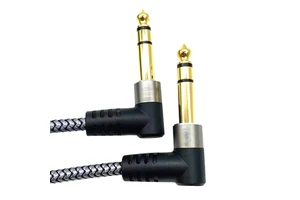 6.5MM 1 / 4 Inch to 1 / 4 Inch TRS Male Plug Stereo Audio Cable, Quarter-inch 6.35mm Right Angle Balanced Interconnections
