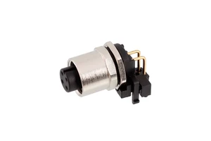 M12 angled female back mount socket PCB type panel mount connector