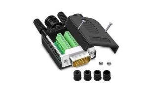 VGA Solderless Quick Connector 16mm Thinner 3+9 DB15 3Row Serial Plug to 15-pin Port Terminal Adapter Breakout Board