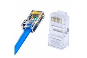 Unshielded RJ45 Modular Plugs 8P8C Ethernet Plugs UTP Network Plug Cat5e Cat6 RJ45 Connectors for Solid Wire and Standard Cable