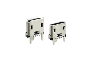 Micro USB Type B 5P Female Connector Straight SMT Mounting Flat Edge / Curled Edge USB Connector